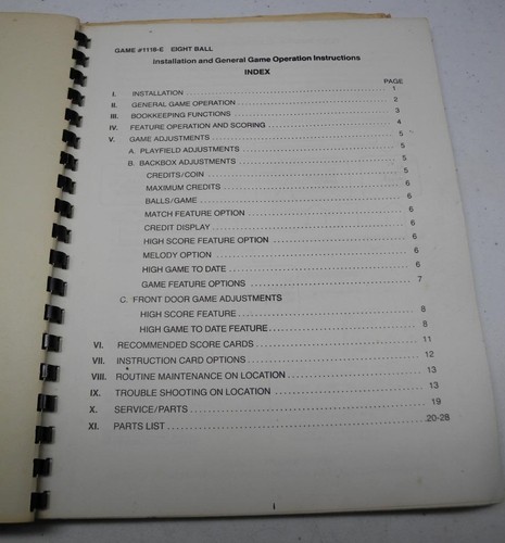 Bally Pinball EIGHT BALL Manual and Schematics - Picture 2 of 3