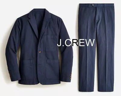 J.CREW suit jacket & pants navy 40 34 blazer cotton linen chino full set casual - Image 1 of 4