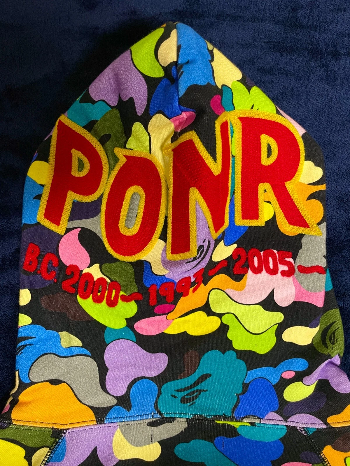 A BATHING APE (BAPE) Felpa con cappuccio multicolore mimetica squalo squalo cerniera intera taglia XL 2021 indossata una volta