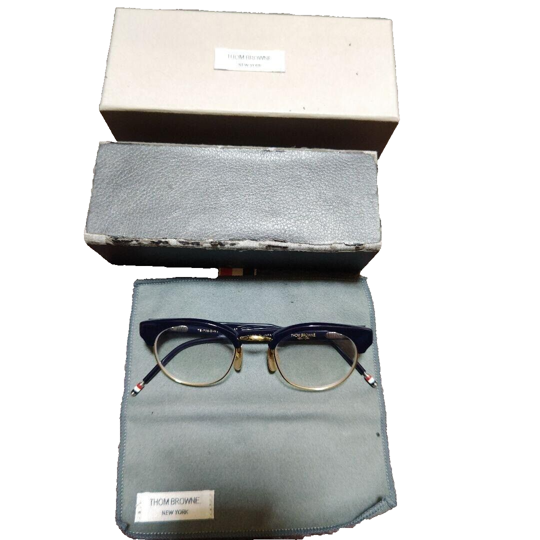 レア！トムブラウン THOM BROWNE TB-702-D-NVY-GLD Thom Browne TB-702-D-NVY-GLD-47 Glasses Navy 47 21-145 Made in