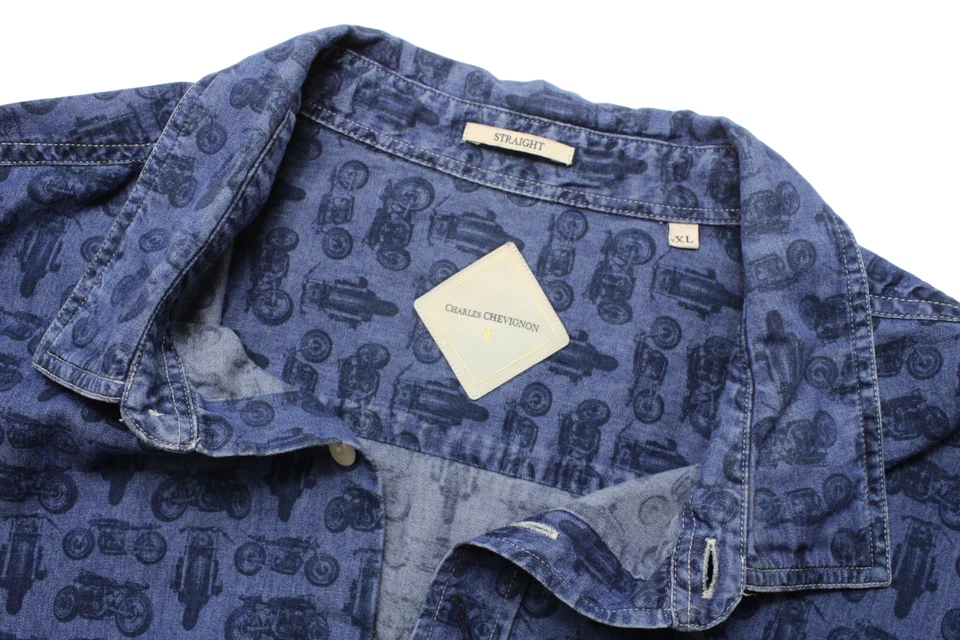 Charles Chevignon CL Biker Straight Shirt Men XL Propagation Neck Pattern - Image 4 of 4