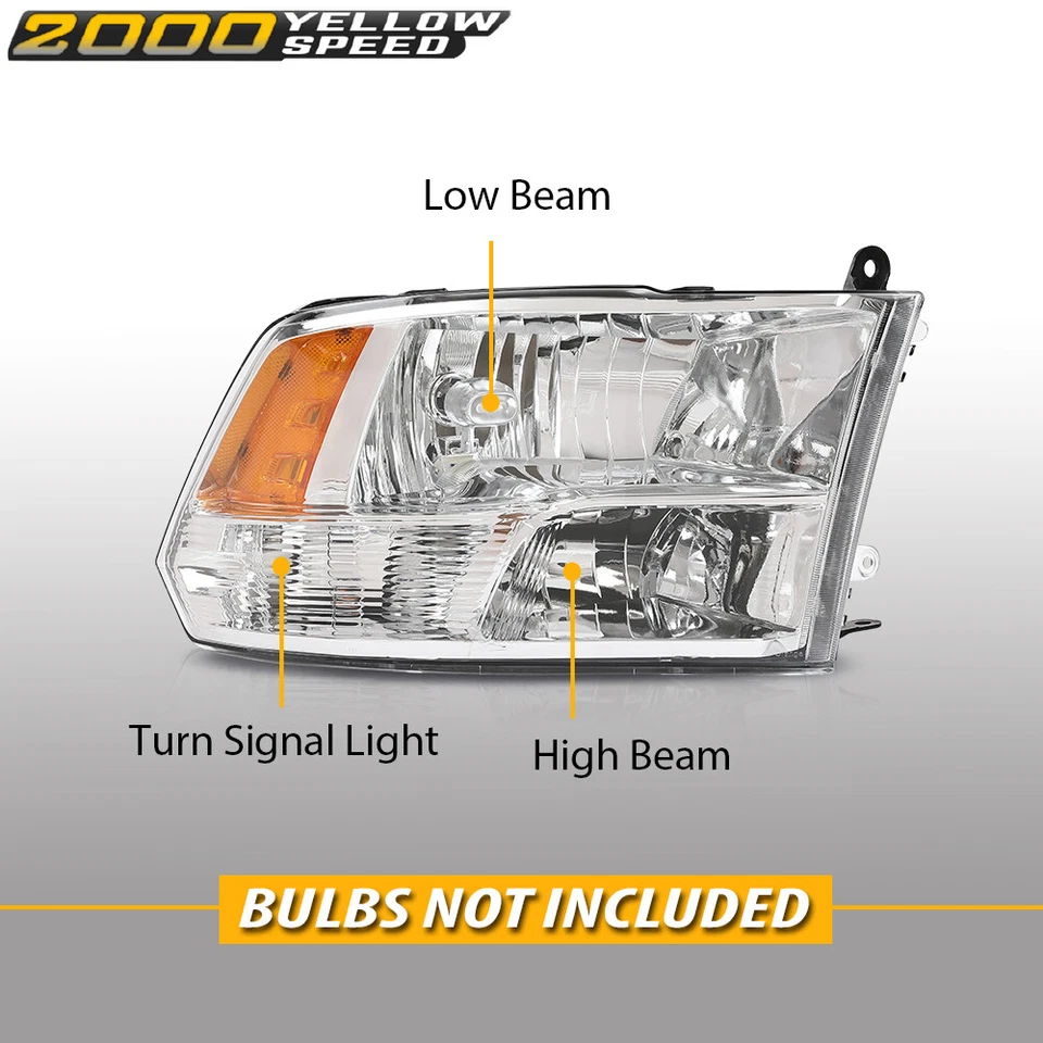 Fit For 2009-2018 Dodge Ram 1500 2500 3500 Chrome Headlights Passenger Side Foto 3 de 4