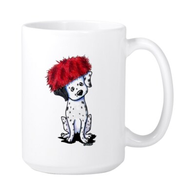 CafePress Kiniart Dalmatian In Red Large Mug (1619442855)
