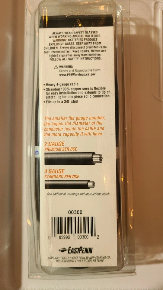 Cabo de bateria negativo para o solo Deka 00300 para 1983-1995 Chevrolet G10 G20 G30 - Imagem 2 de 2