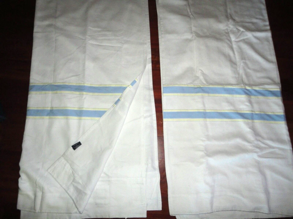 NAUTICA HAMILTON RAYAS BLANCO AMARILLO AZUL (PAR) PANELES CORTINAS 42 X 84 Foto 2 de 4