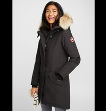 Canada Goose Rossclair Parka Coat With Genuine Fur Trim Size Xs Black