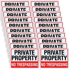 Yaocom 20 Pack No Trespassing Private Property Metal Signs 0.85mm, Red, White