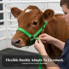 Adjustable Nylon Cow Halter With Lead Heavy Duty Calf Training Rope Outdoor Use