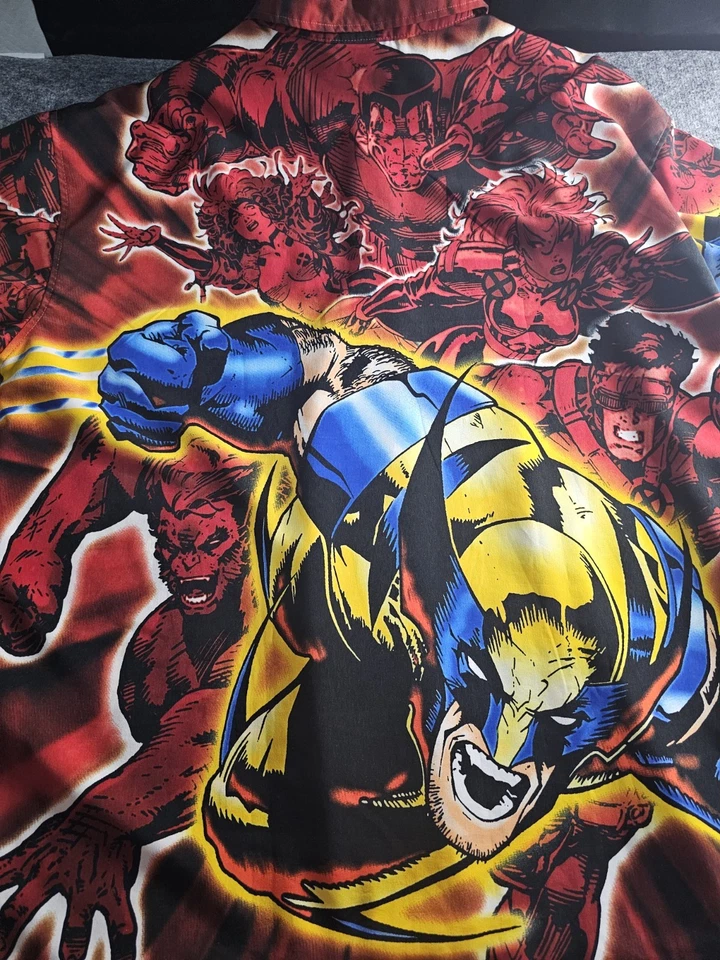 Vintage 2001 Marvel Wolverine x Men All Over Print Button Down Shirt Mens XL - Image 2 of 4