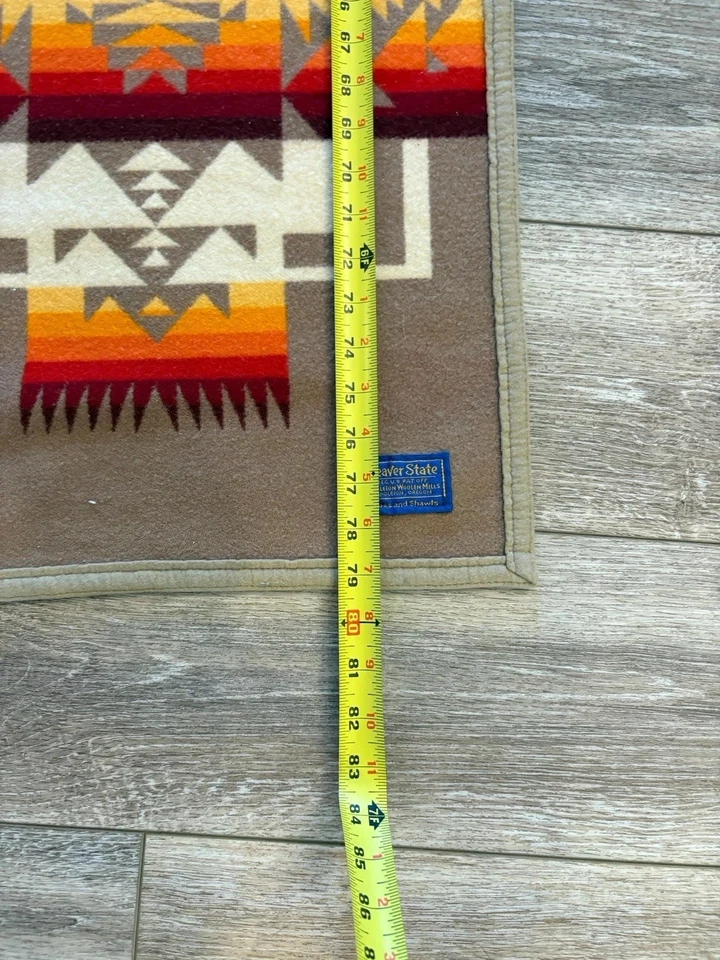 Pendleton Woolen Mills Chief Joseph Crib Blanket Baby Khaki Wool 32"x44" Beaver - Image 4 of 4