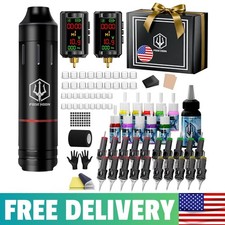 POSEIDON Cordless Tattoo Pen Kit with 2 1600mAh Batteries  TK205, Black