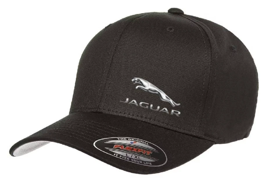 Jaguar Car Logo Cap DTF Black 5001 Flexfit Baseball Hat S/M and L/XL
