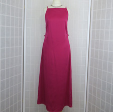 River Island Maxi Dress UK 6 Pink Sleeveless Satin Sleeveless Party Cocktail