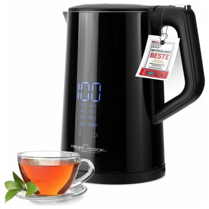 Bollitore Smart ProfiCook PC-WKS 1243 Nero 1.7L - Controllo LED LED