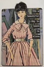 Mixed Media Collage Art Card ACEO ATC Vintage Snarky Women Leave Me Alone 