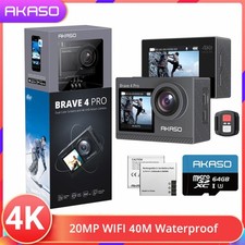 AKASO Brave 4 Pro Action Camera 4K 30fps Waterproof Underwater Camera 64GB Card