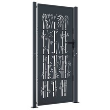 Image of Garden Gate Patio Gate Fence Gate Fence Anthracite Steel Bamboo Design vidaXL