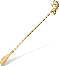 Shoe Horn Long Handle Brass Metal 24 Inch  Horse Head Decoration Shoe Horn for W