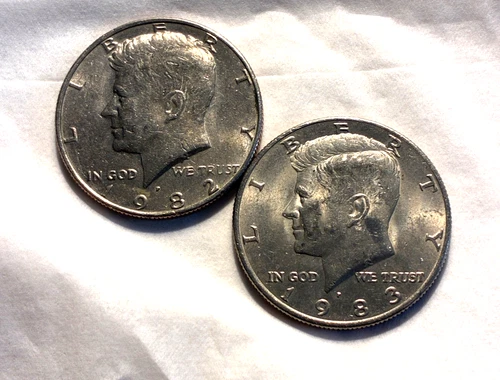 LOT OF 2 - 1982 P & 1983 P KENNEDY HALF DOLLAR COINS