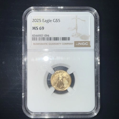 2025 Eagle G $5 - MS 69 (Mint State 1/10th Fine Gold American Coin) NGC Graded