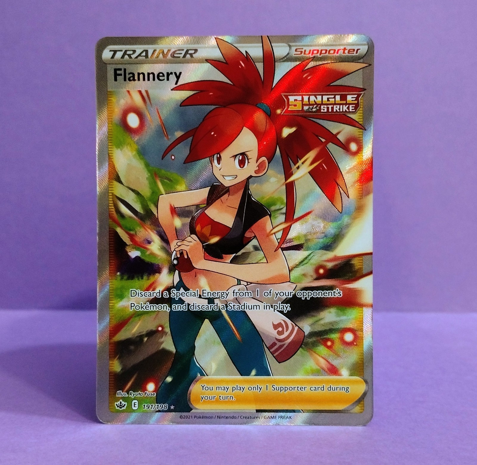 Flannery 191/198 Full Art Trainer Ultra Rare SWSH Chilling Reign NM Pokemon TCG