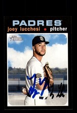 Signed Baseball Card Auto Joey Lucchesi 2020 Topps Heritage #109 Padres