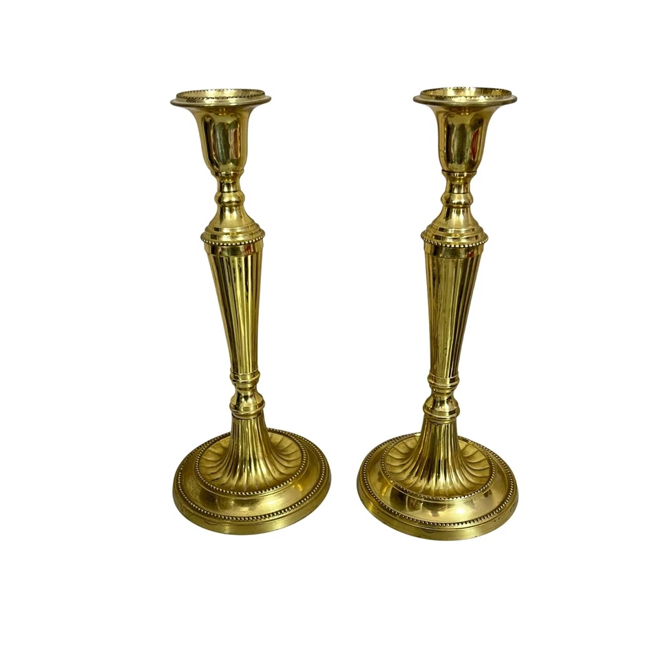 Hosley Solid Lacquered Brass Roman Candle Holder 10.5"H - Image 2 of 4