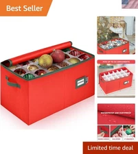 Red Christmas Ornament Storage Container - Holds 54 with Custom Dividers