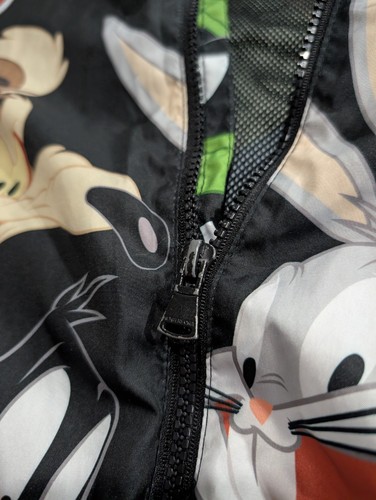Members Only LOONEY TUNES Jacket Kids Size 18 Black Mesh Lining Windbreaker Coat - Picture 11 of 13