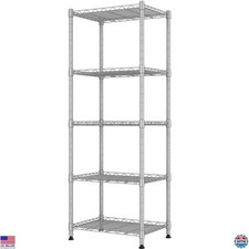 Adjustable 5-Wire Metal Storage Rack, 53.5" Tall, for Kitchen Bathroom