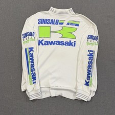 Vintage 1990 Kawasaki Sinisalo Jersey T-Shirt Mens 2XL White Motocross MX Racing