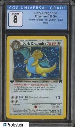 2000 Pokemon Team Rocket 1st Edition #5 Dark Dragonite Holo CGC 8 NM-MT