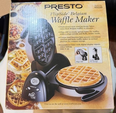 Presto FlipSide Belgian 7'' Electric Waffle Maker 03510 Ceramic Nonstick Surface