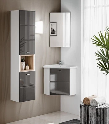 Waschplatz Badmöbel Badezimmer Eckwaschtisch Set Waschtisch Waschbecken 3-tlg. - Bild 1 von 4