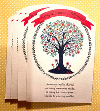 HAPPY MOTHER  S DAY Greeting Card Tree Silhouette with Flowers Envelope Included