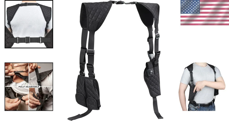 Baldman Shoulder Holster Adjustable Vertical Gun Holster with Double Magazine... - Image 2 of 4