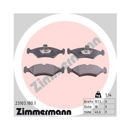 Plaquettes de frein Zimmermann 23103.180.1 pour Ford et Mazda