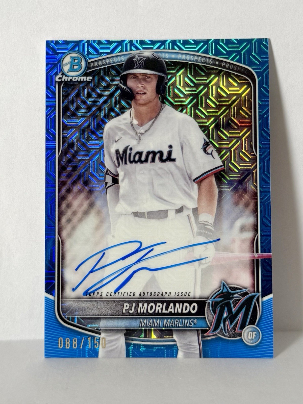 2025 Bowman Chrome PJ Morlando Auto Blue Mojo /150 #BMA-PM Marlins