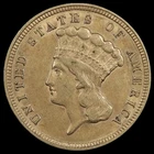 1854 $3 Gold Indian Princes Head - XF