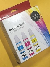 Canon MegaTank Refills 290 Cyan 290 Magenta 290 Yellow Ink Cartridges NIB