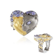 Tansanit Sterling Silber Leopard Ring- Echtschmuck