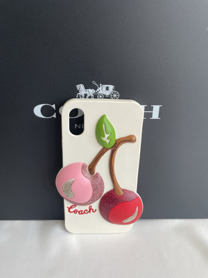 Coach F65093 Iphone X/XS Oversized CHERRY Case, Chalk Multi