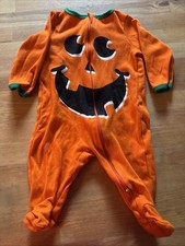 Infant Halloween Pumpkin Two Piece 3-6 M Orange Baby Bodysuit w/ 3M Hat