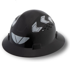 Full Brim Hard Hat Safety Helmet Vented Black, ANSI Z89.1 Approved OSHA Hard ...