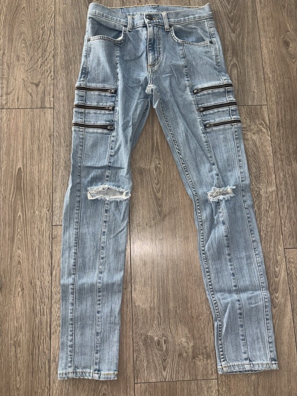 Carmar Alonso Moto Zip Skinny Jeans Womens 26 Distressed Y2K Biker