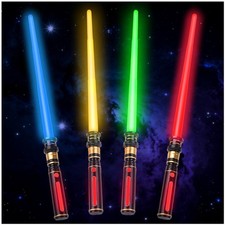 4-Pack 4-Color Light Up LED Saber, Light Swords with FX Sound and Realistic H...