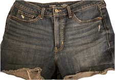 WOMENS OLD NAVY HIGH RISE O.G. STRAIGHT DENIM SHORTS-SIZE 12-DARK BLUE