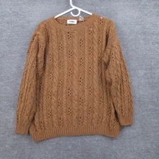 Gitano Sweater Adult Medium Brown Vintage Cable Knit Long Sleeve Holiday