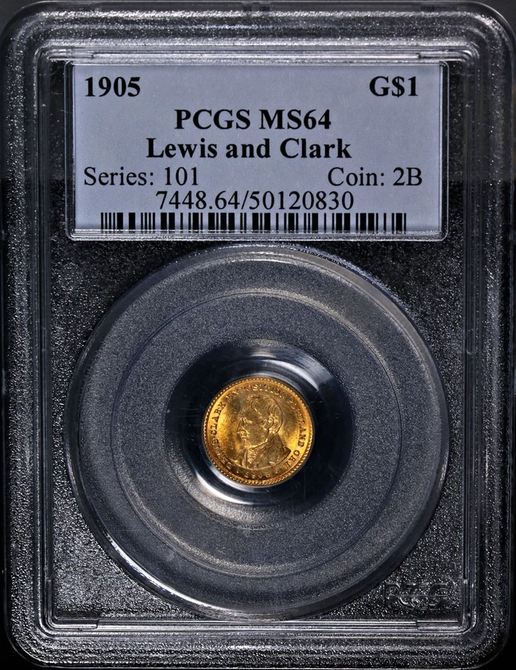 1905 Lewis and Clark Commemorative Gold $1 PCGS MS64 Superb Eye Appeal - Image 3 of 4