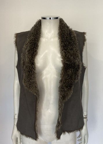 Velvet Taupe Faux Fur Vest sz S | eBay